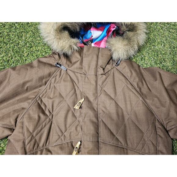 Volcom Thermonite Parka Jacket Womens Snow 06 Sz Medium Brown Long 8000MM/5000GM - Picture 3 of 8